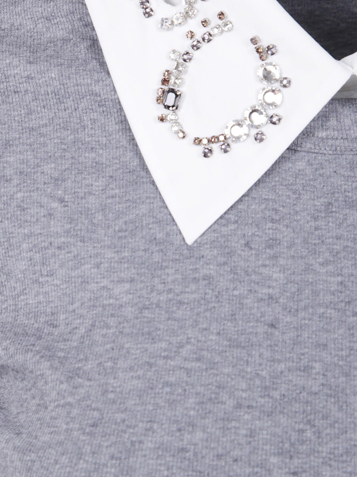 Fabiana Filippi Ribbed Short Sleeve T-shirt With Embroidered In Gray