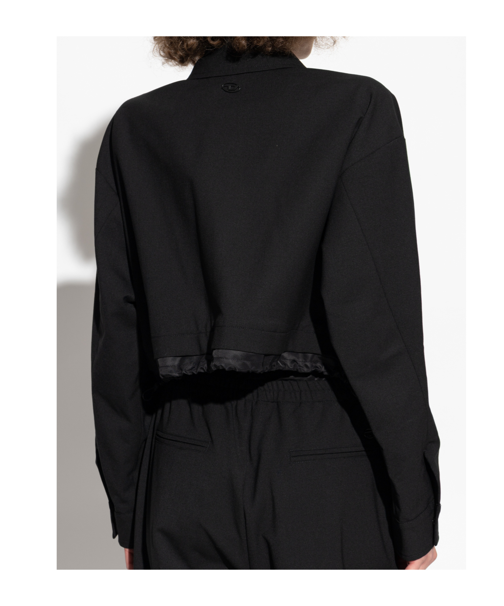 Diesel Cropped Jacket In Tailoring Fabric And Nylon In Black