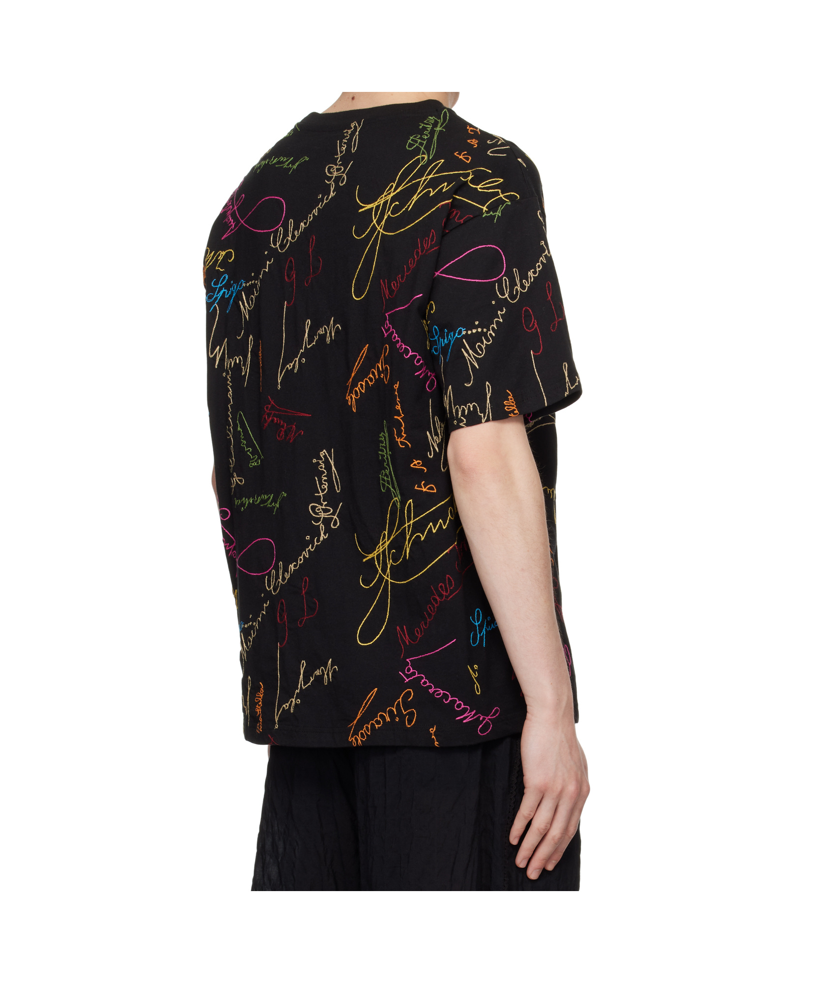 Bode Black Signature Scrawl Boxy T-shirt