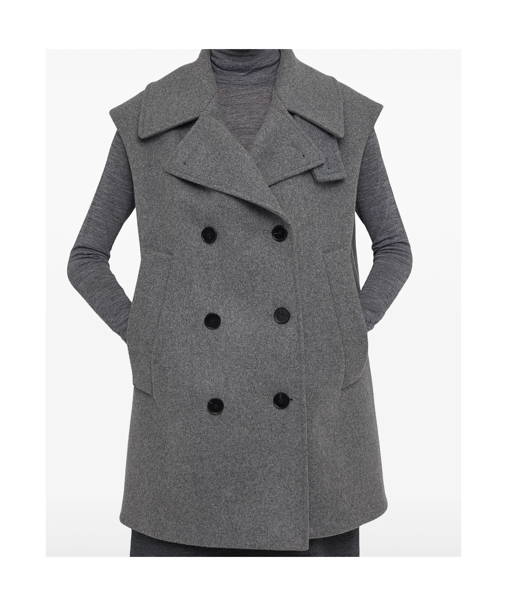 Jil Sander Sleevless Double-breasted Vest In Grey