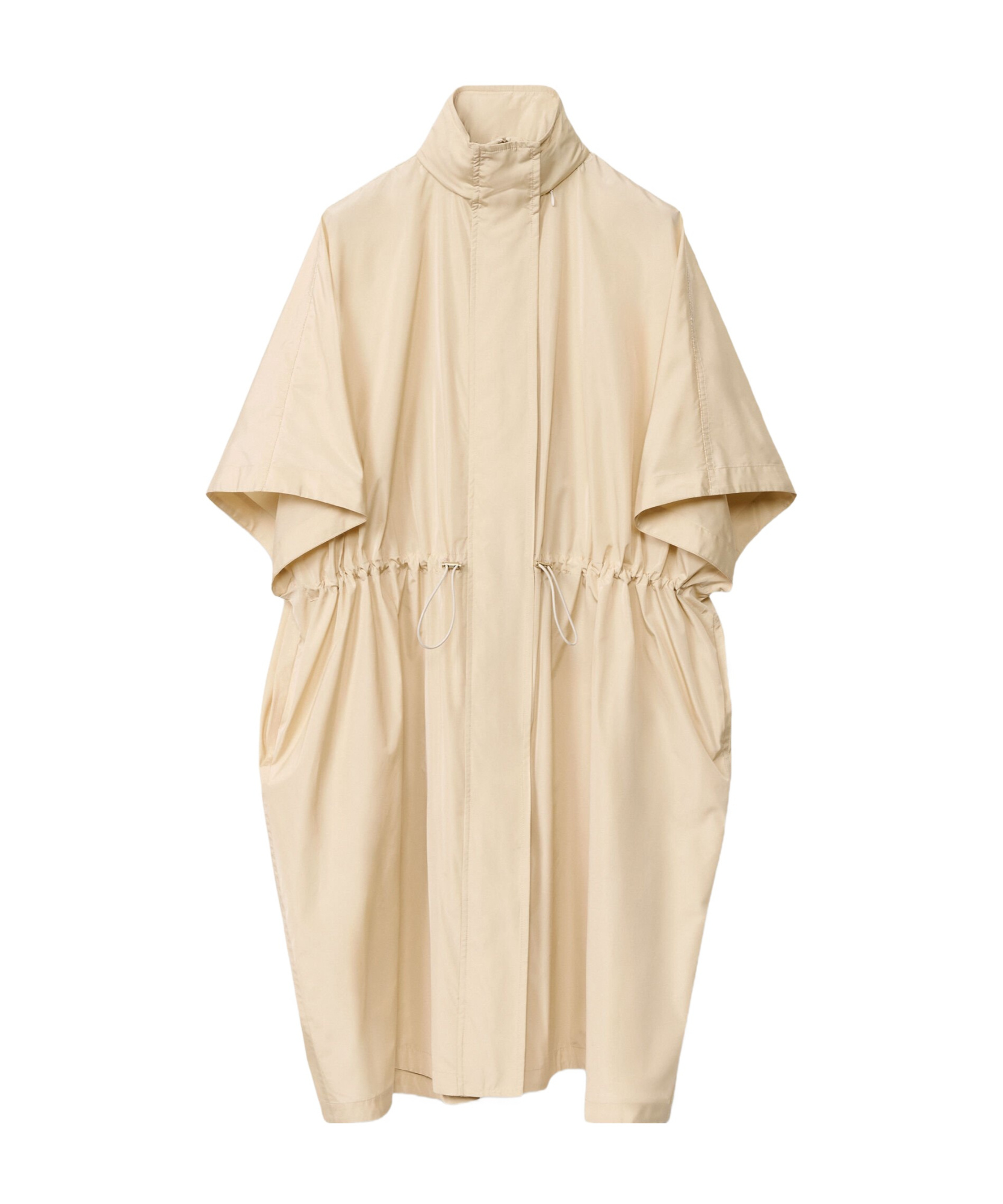 Shop Fabiana Filippi Tech Taffeta Drawstring Waist Long Cape In Nude