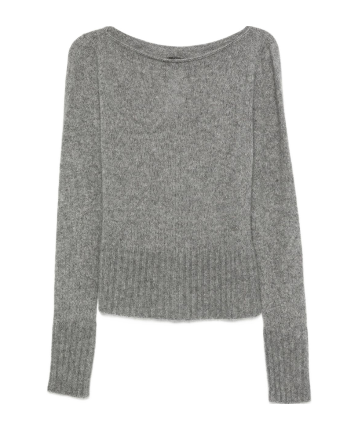 Tom Ford Boat Neck Knitwear Sweater With Ribbed Accents In Gray