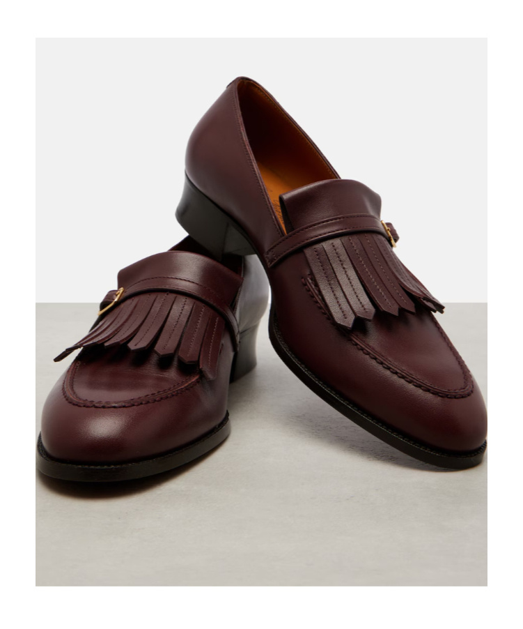 Loro Piana Pennan Fringed Leather Loafers In Burgundy