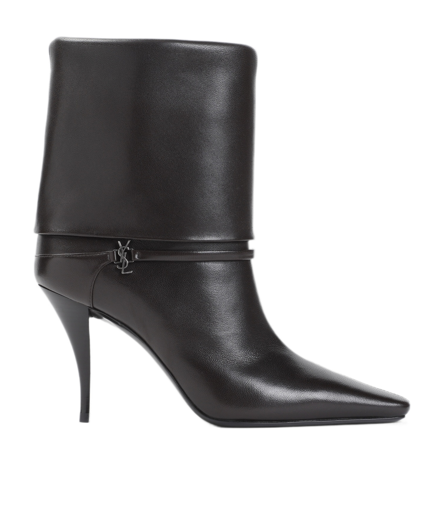Saint Laurent Harris Eagle Brown Leather Boots In Black