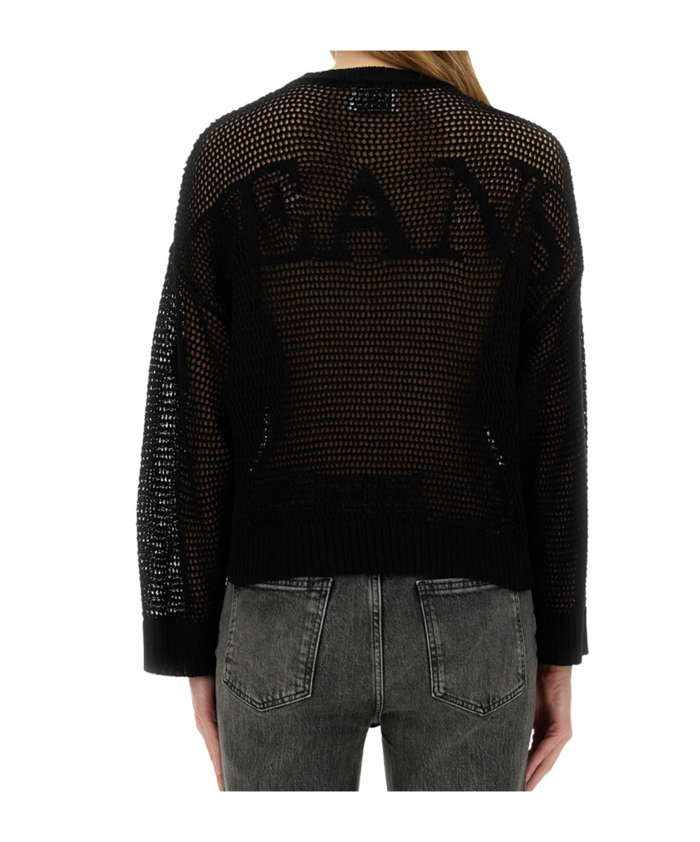 Moschino Open Knitted Crewneck Jumper In Black