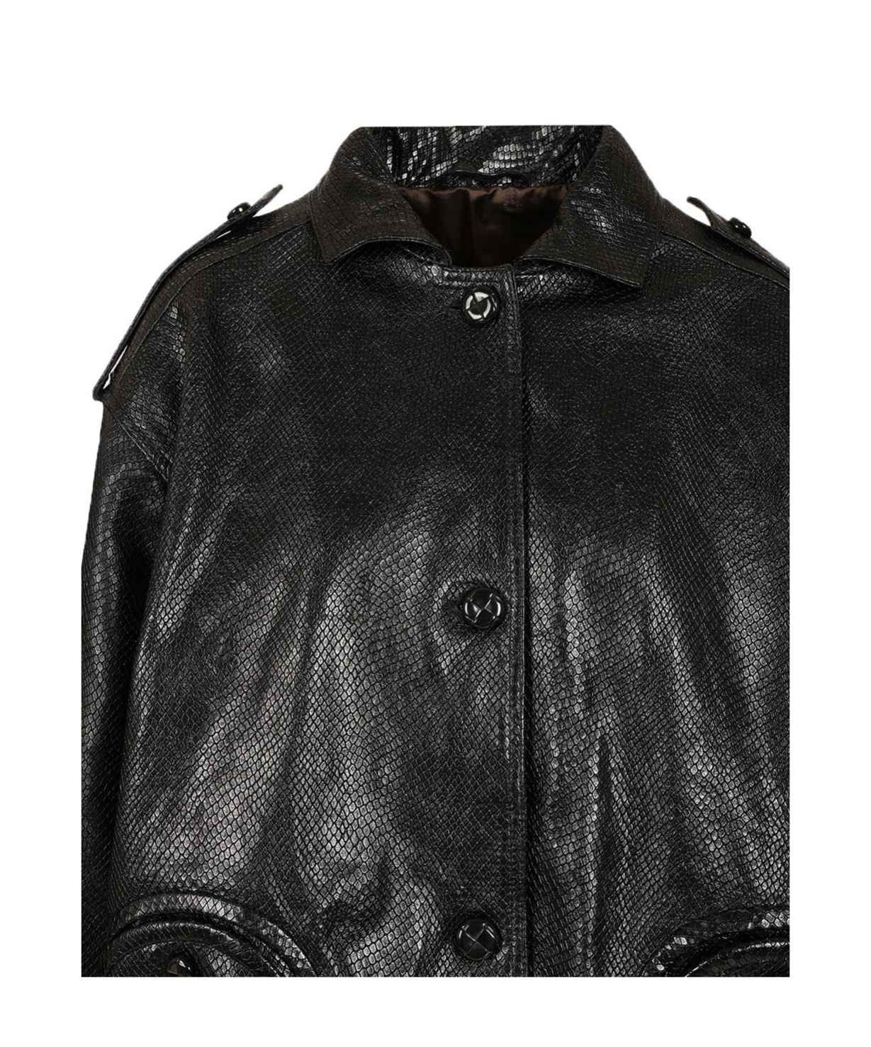 Blazé Milano Leather Bomber Jacket Flap Pockets In Black