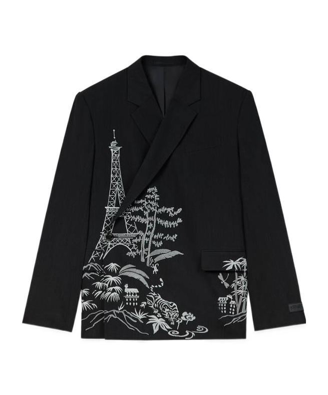 Kenzo Jungle Tailored Kimono Jacket In Black