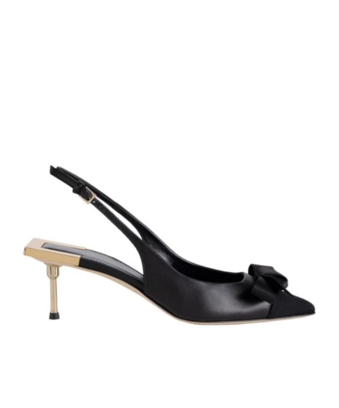 Elisabetta Franchi Women's Nappa Leather Slingback With Satin Bow Sandal In Black