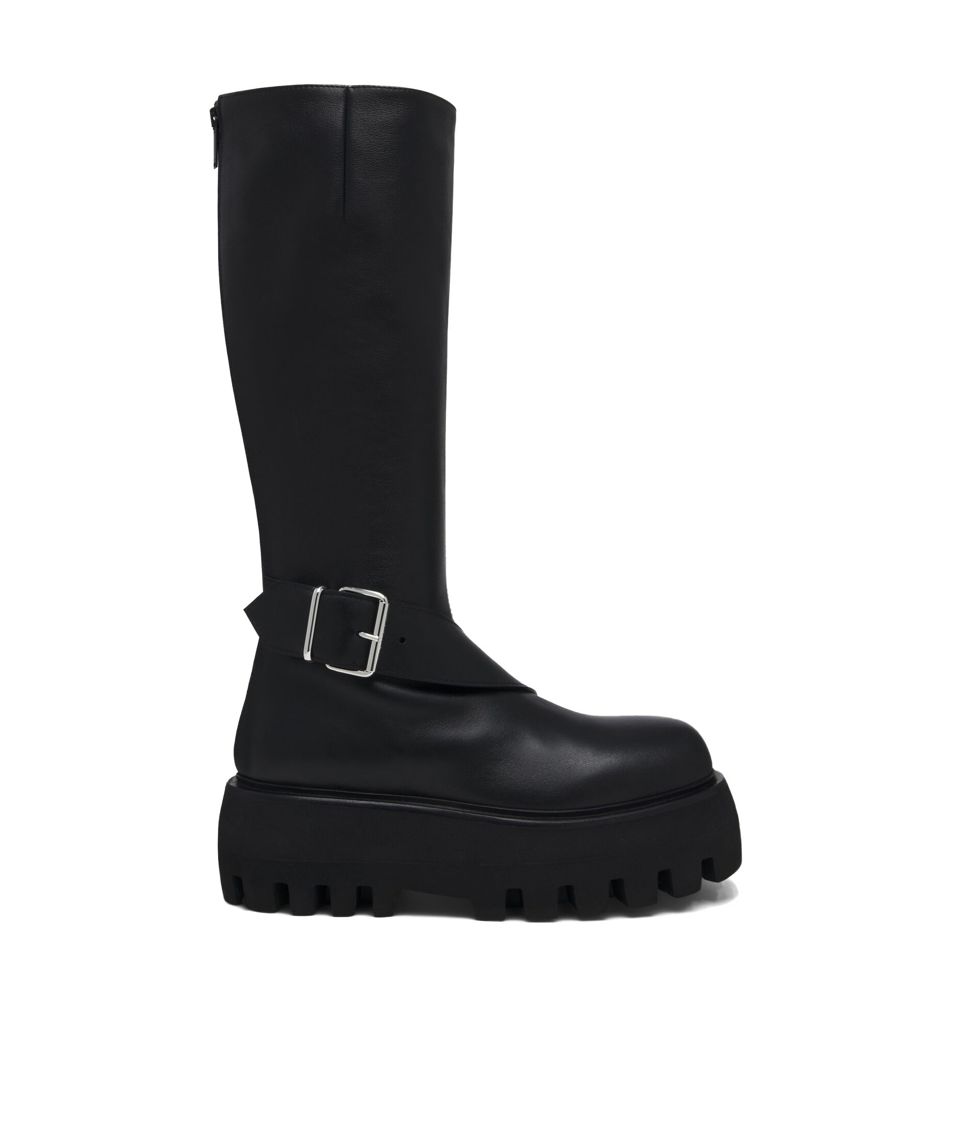 Alexander Mcqueen Leather Knee-high Boots In Black