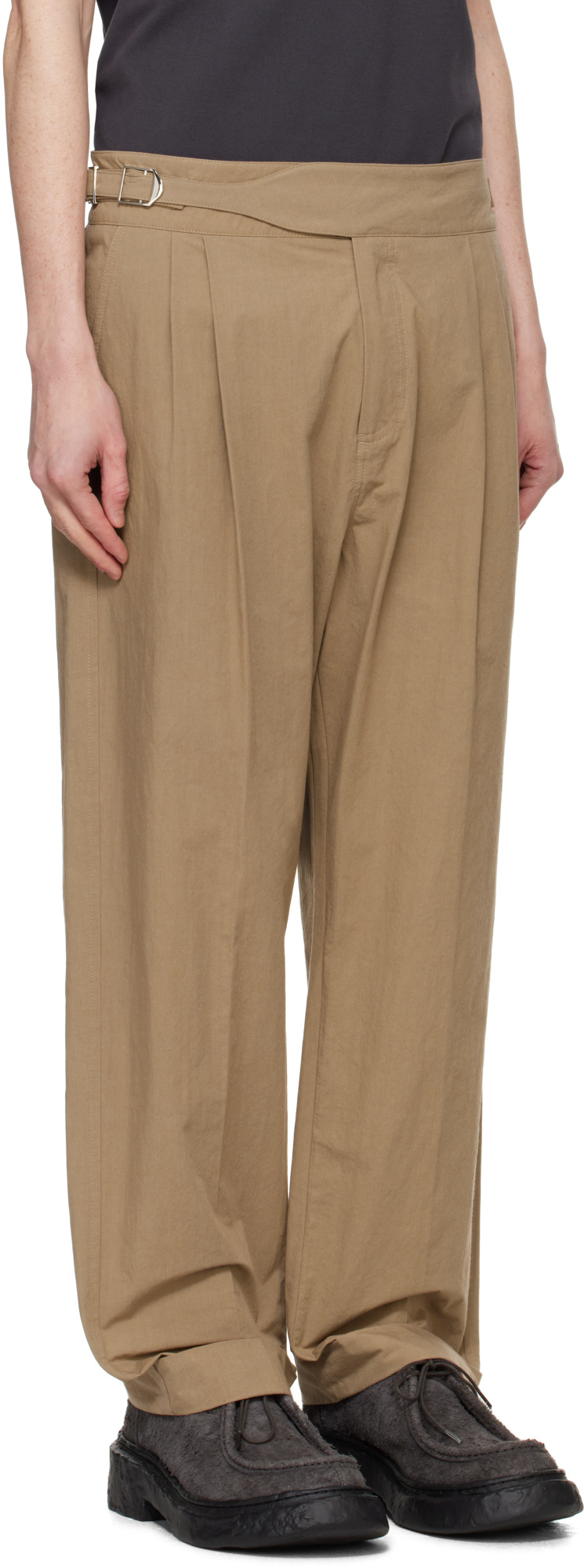 Craig Green Tan Double Pleat Trousers In Brown