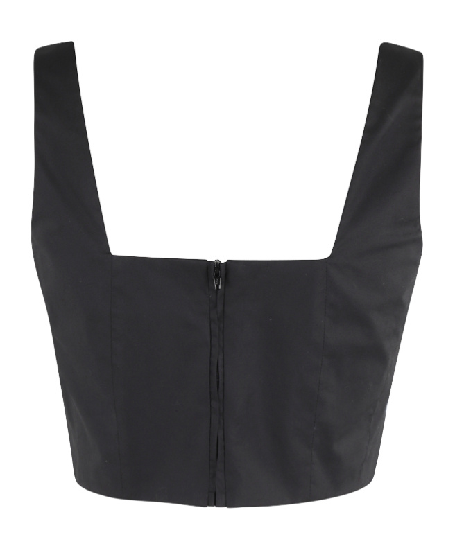 Shop Federica Tosi Squared-neckline Crop Top In Black