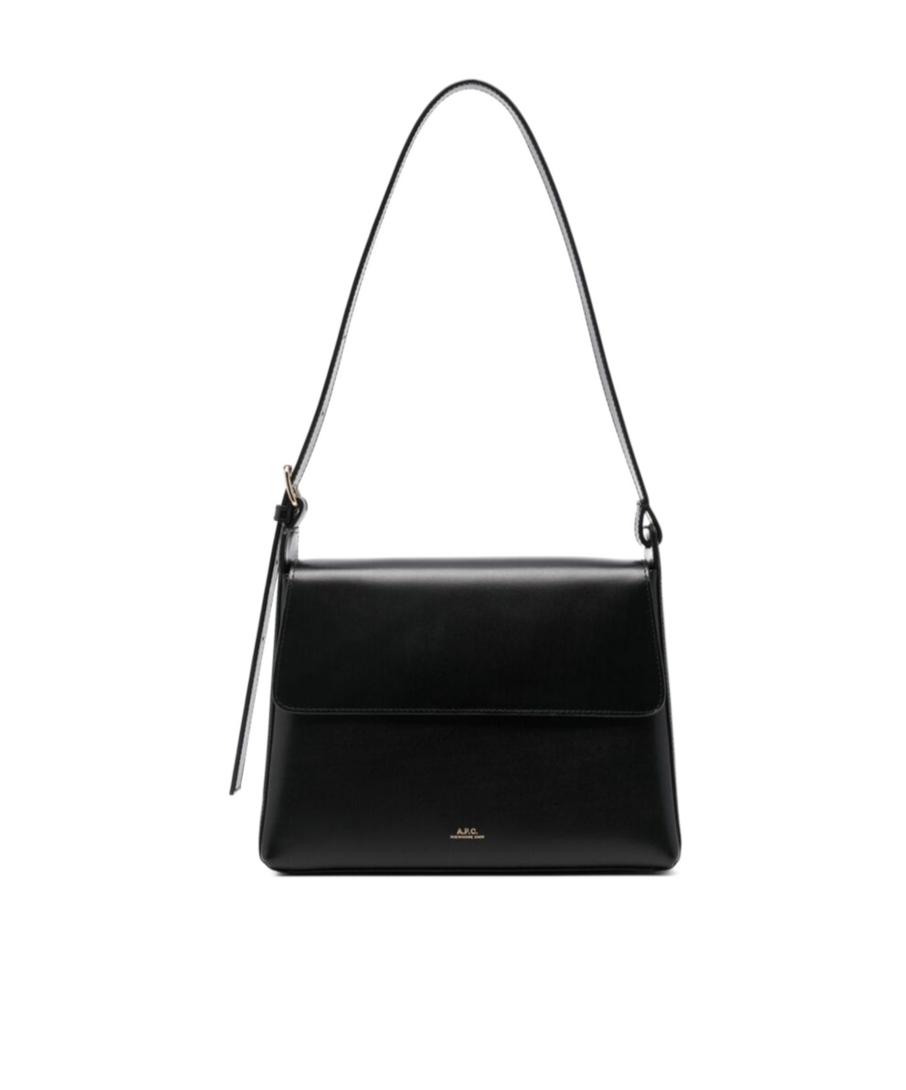 Apc Sac Virginie Flap Leather Shoulder Bag In Black