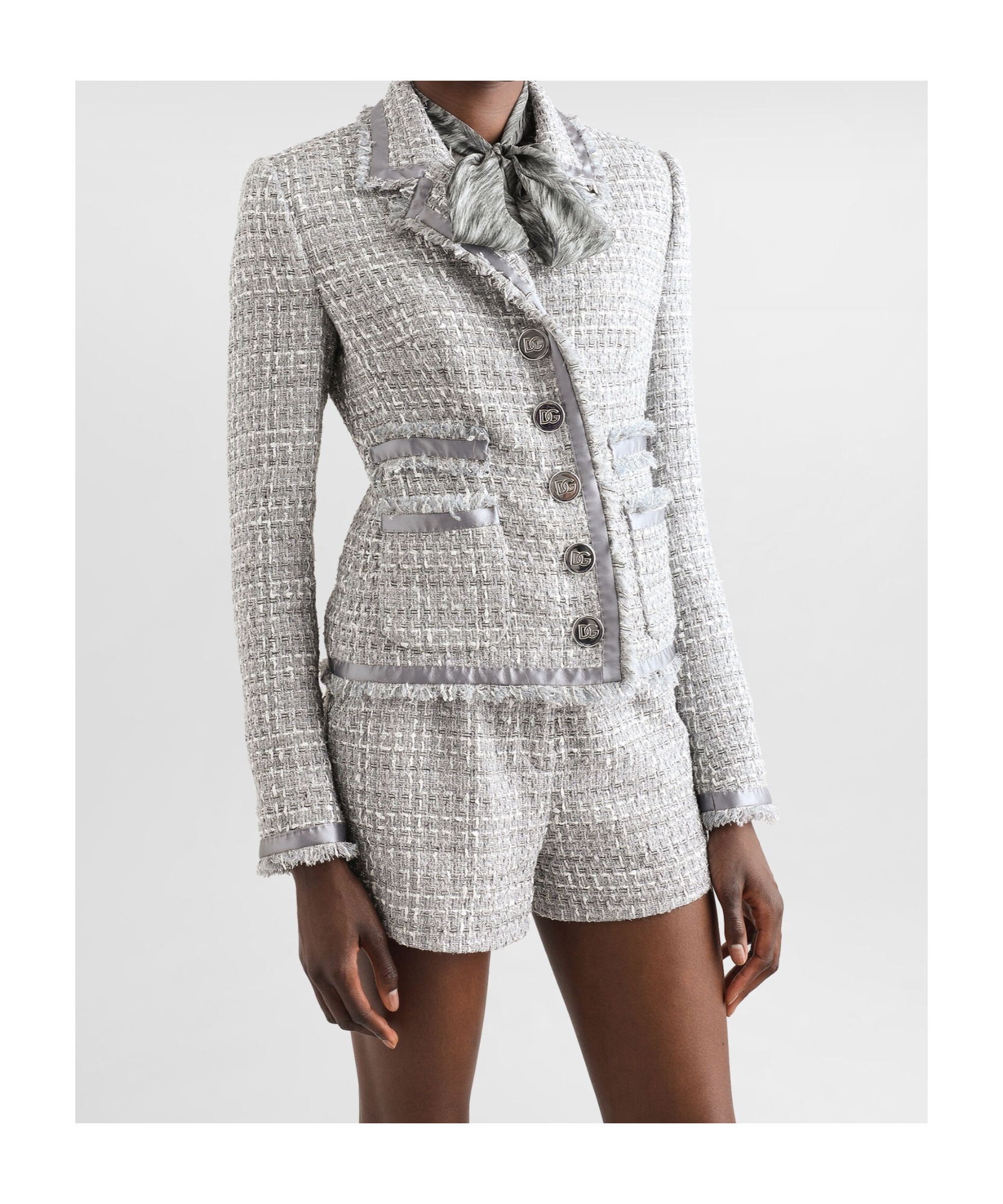 Dolce & Gabbana Lapel Long-sleeved Suit Jacket In Gray