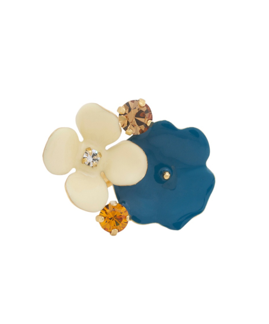Marni Enamelled Flower Rhinestone Ring In Multi