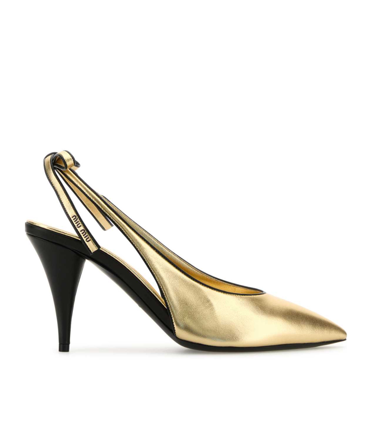 Miu Miu Scarpe Con Tacco In Pelle Oro Donna In Nude