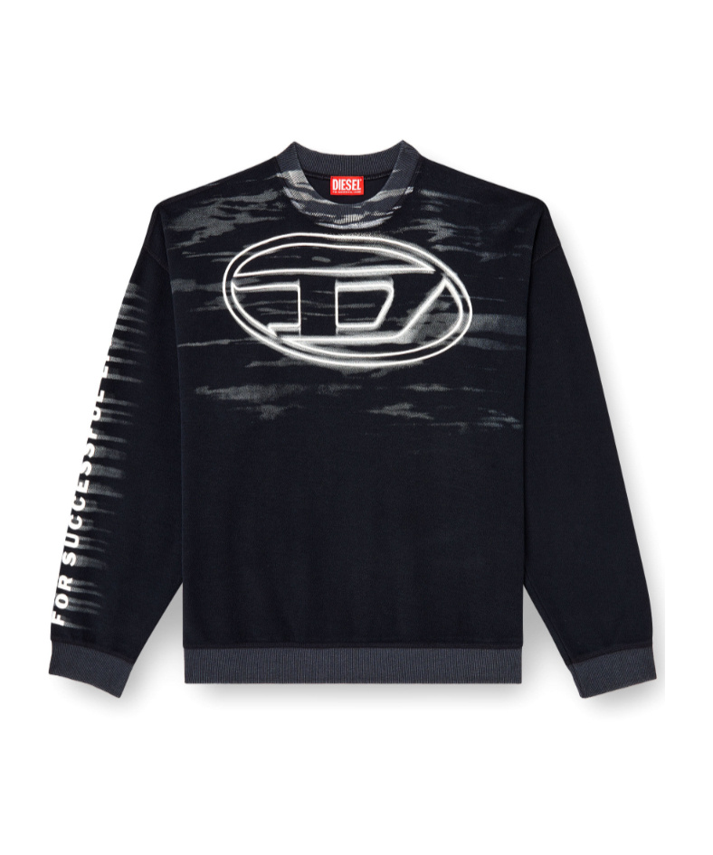 Diesel Cotton Sweatshirt With Oval D Print In Black