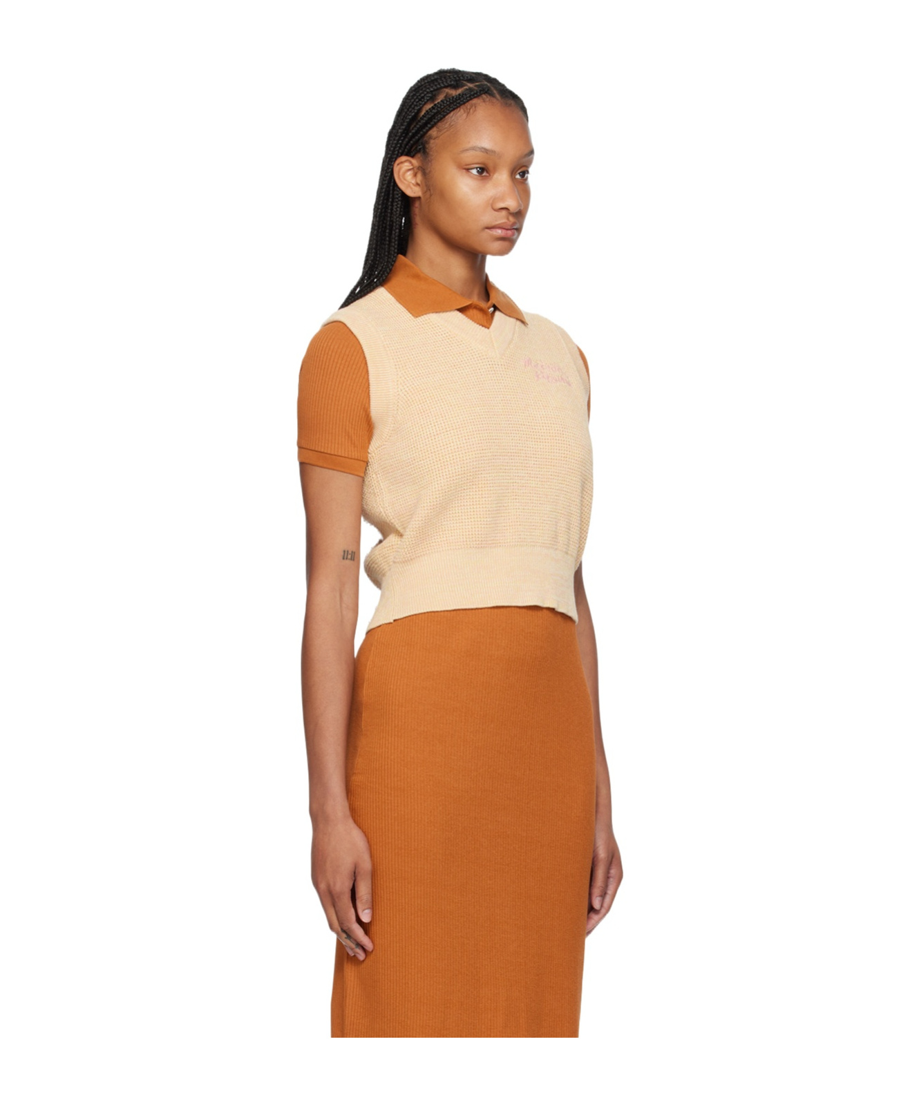 Maison Kitsuné Woman Sweater Apricot Size L Cotton In Nude