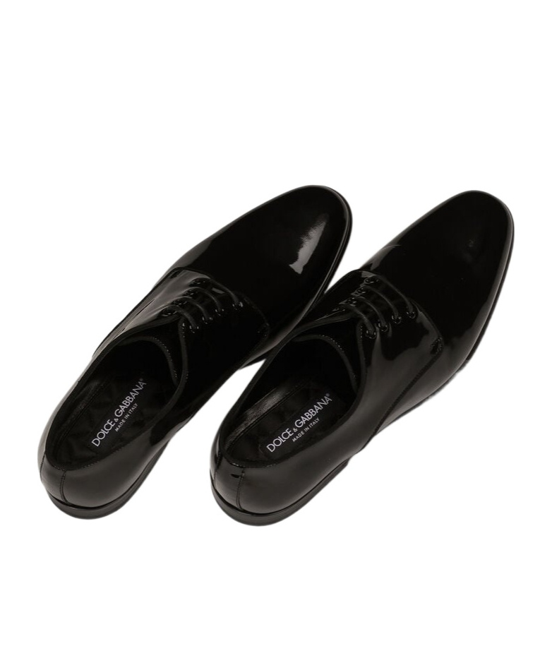 Dolce & Gabbana Black Leather Raffaello Lace-up Shoes In Black