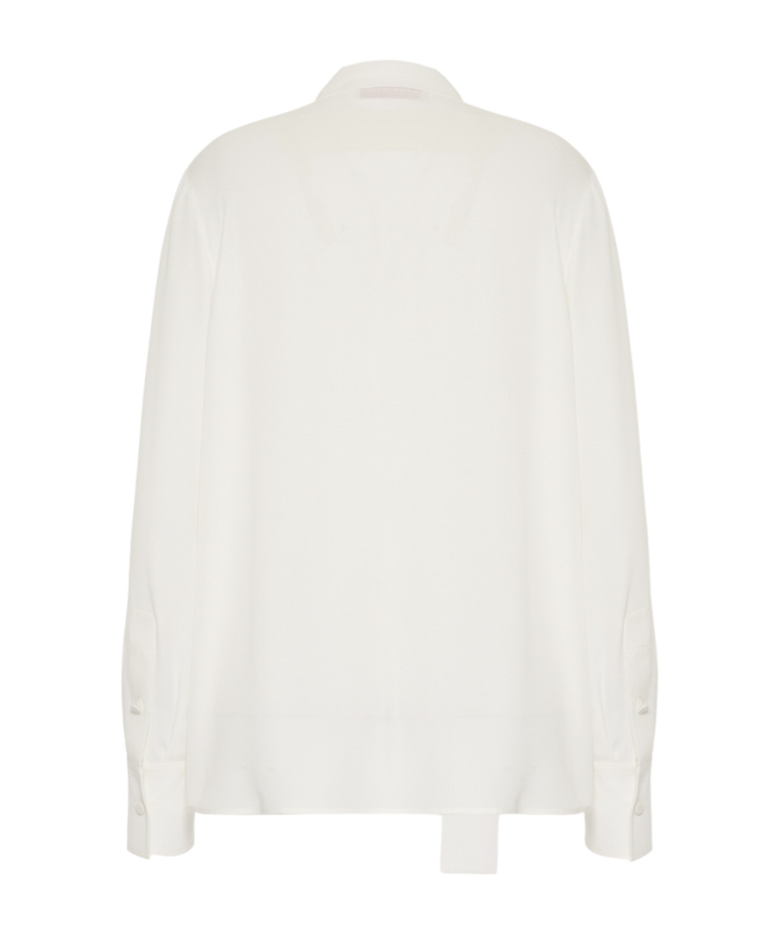 Valentino Pussy-bow Collar Silk Shirt In White
