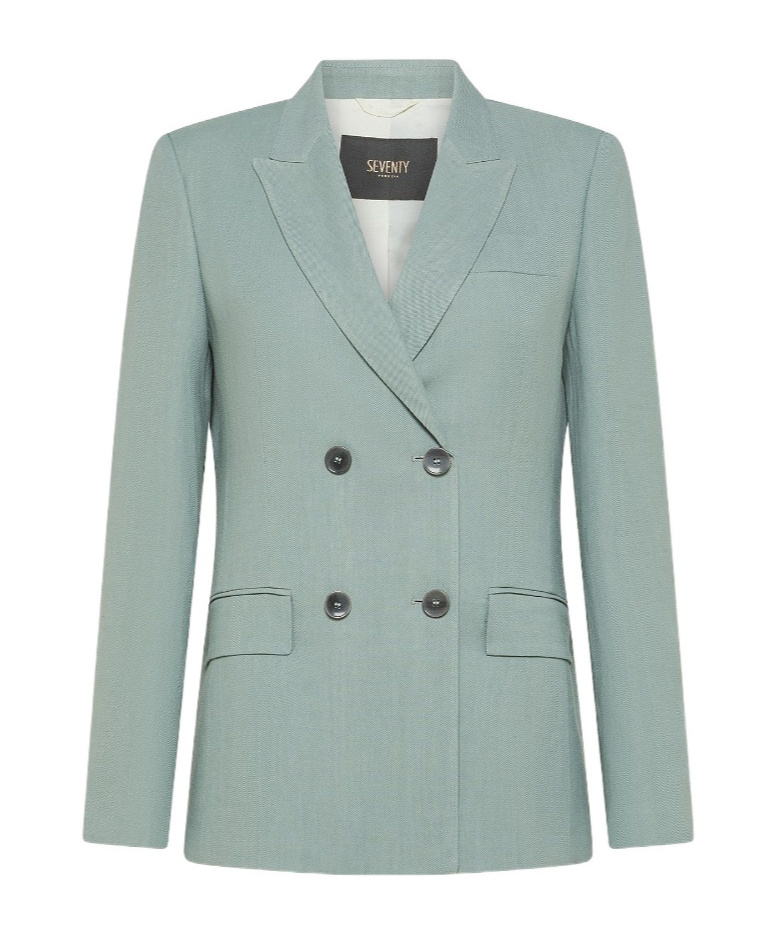 Seventy Double-breasted Jacket In Viscose Linen Crêpe