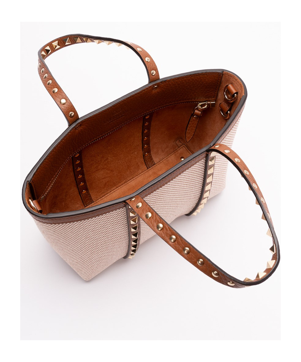 Valentino Small Shopping Bag Rockstud In Nude