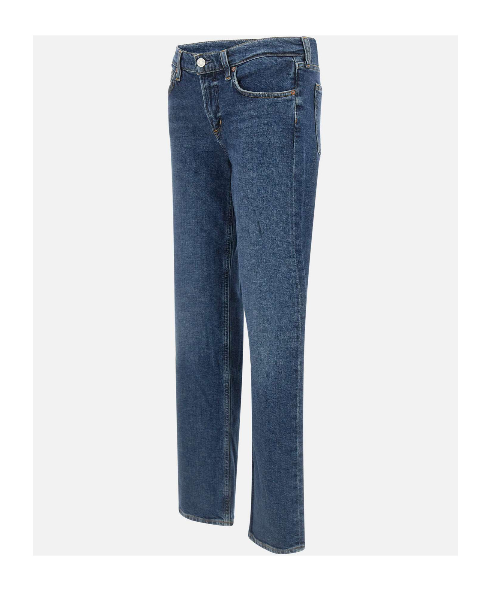 Agolde Denim Trousers With Belt Loops In Blue