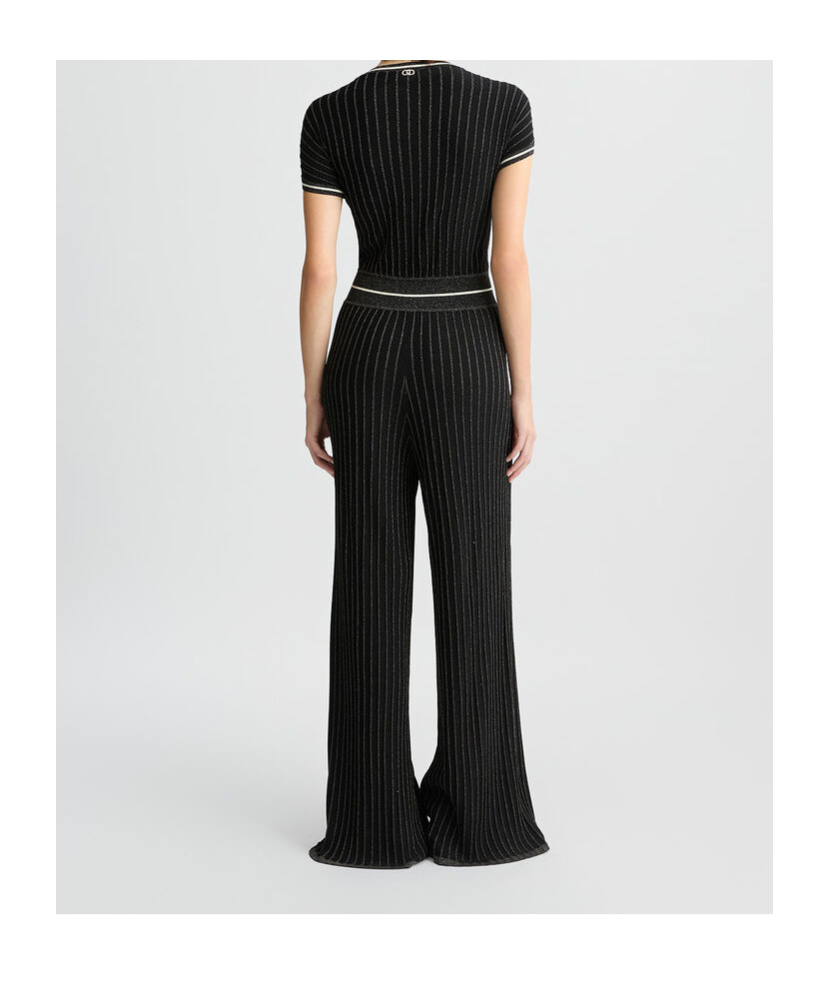 Liu •jo Short-sleeved Knitted Jumpsuit In Black