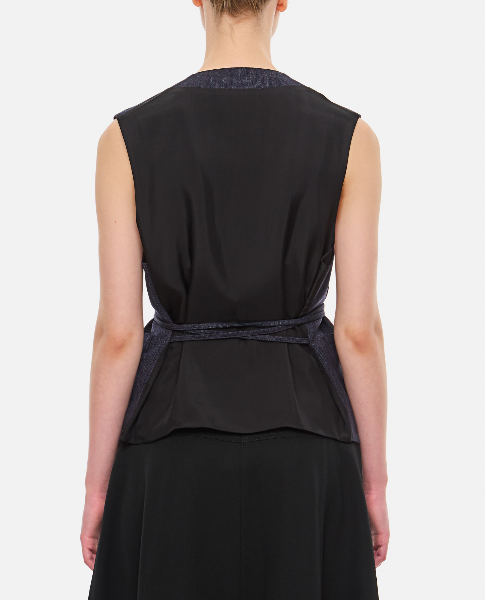 Bottega Veneta Striped Wool Vest In Black