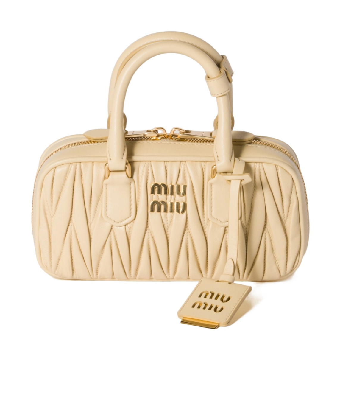 Miu Miu Arcadie Leather Handbag In Nude