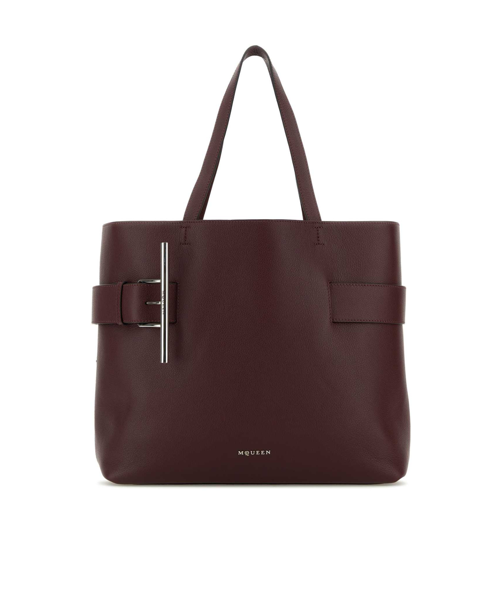 Alexander Mcqueen Tyrian Purple Leather T-bar Shopping Bag In Red