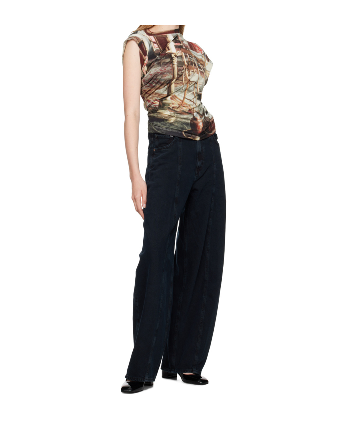 Agolde High Waist Denim Trousers In Black