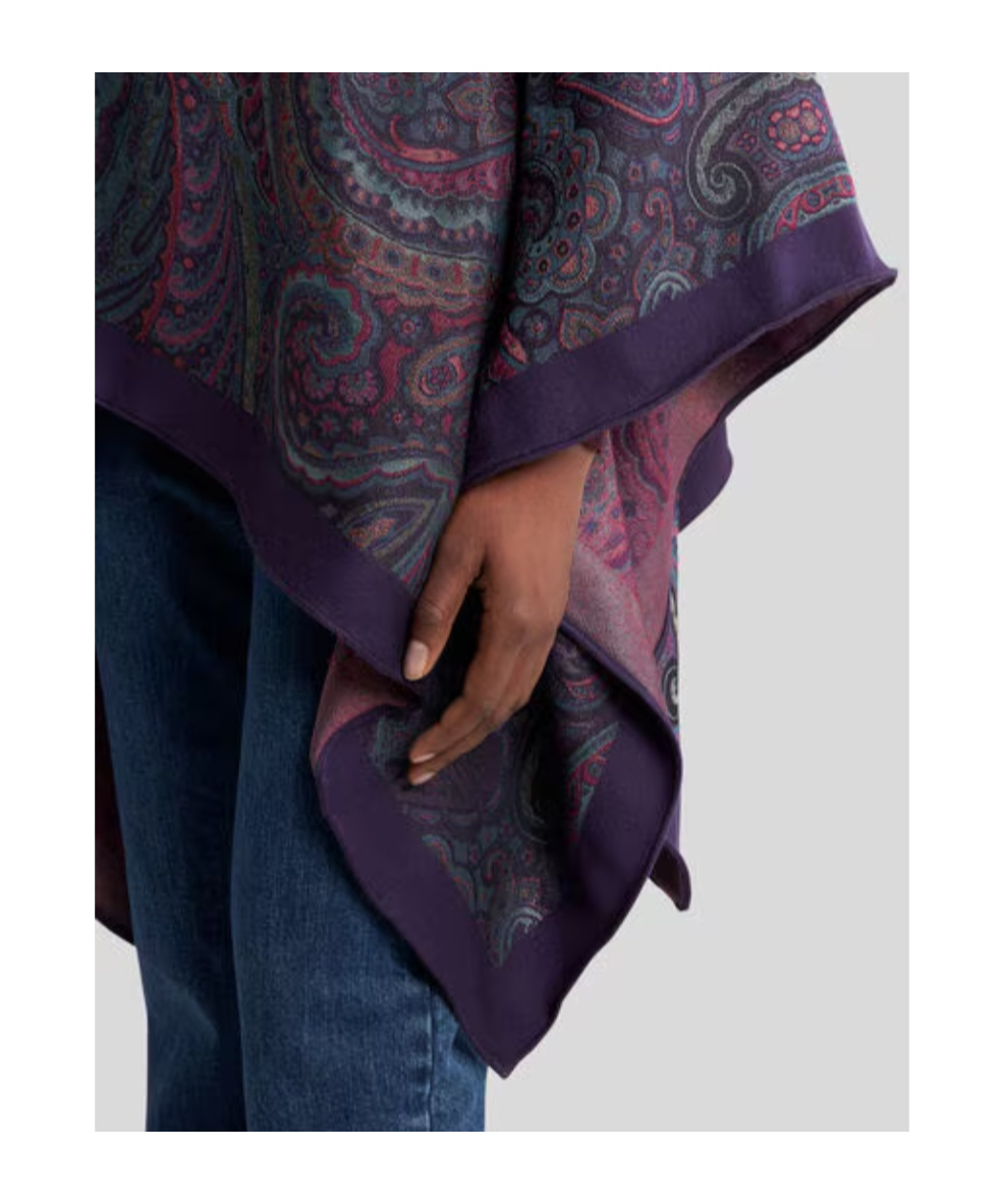 Etro Wool-blend Jacquard Cape In Blue