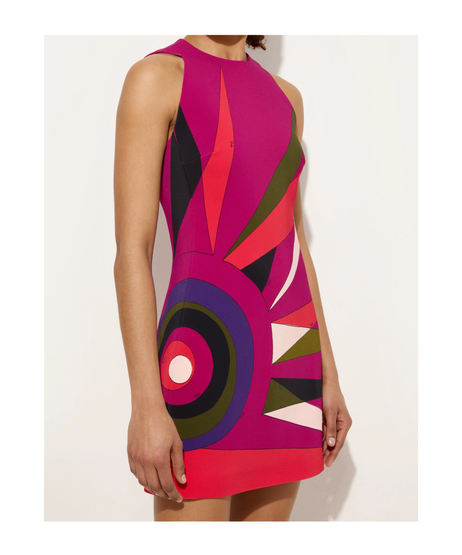 Pucci Stylish Sleeveless Dress Bold Print In Red