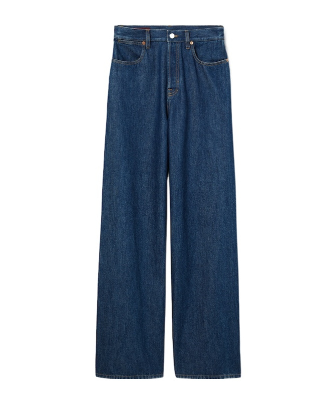 Gucci Blue Jeans With Belt Loops And Logo Patch On The Rear In Denim Woman In Blue