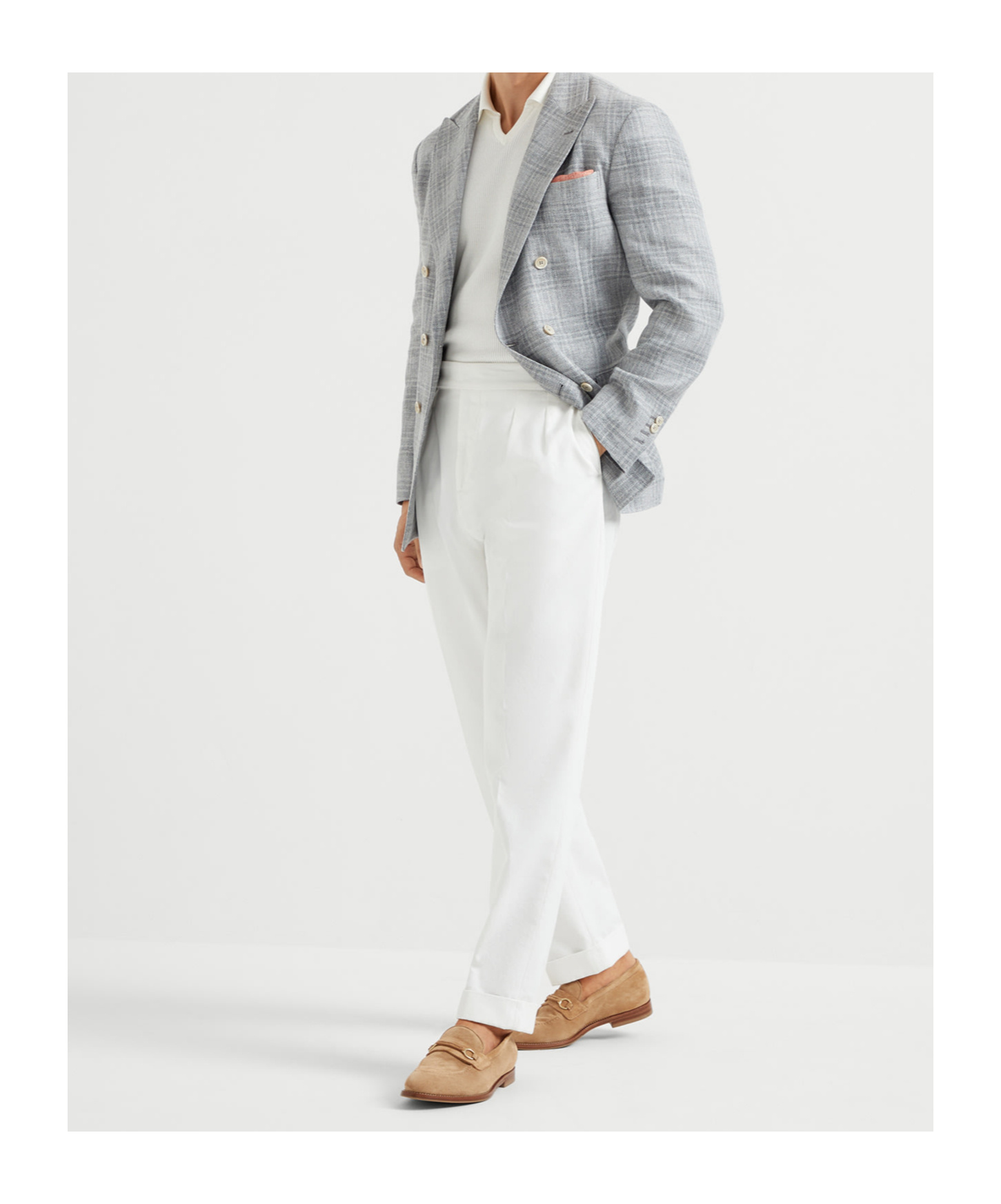 Brunello Cucinelli Prince Of Wales Blazer In Gray