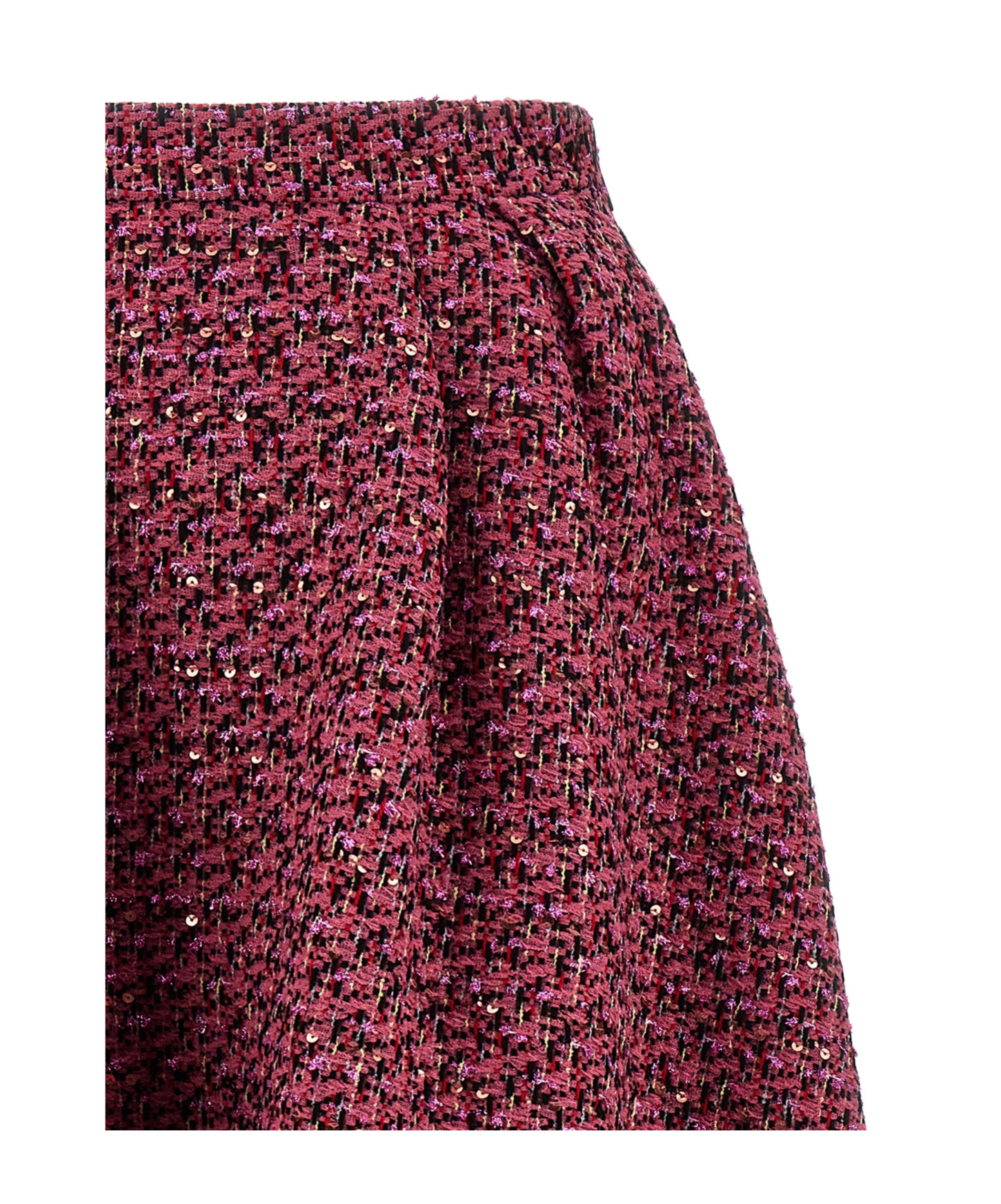 Alessandra Rich Wool-blend Tweed Embellished Midi Skirt In Red