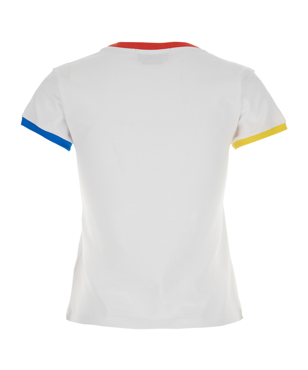 Msgm White T-shirt With Embroidered Logo On The Front And Contrasting Edges In White
