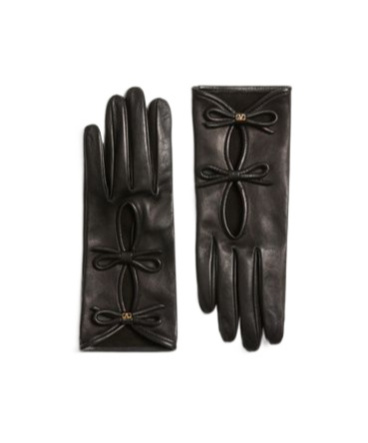 Valentino Vlogo Signature Nappa Leather Gloves With Bows In Brown