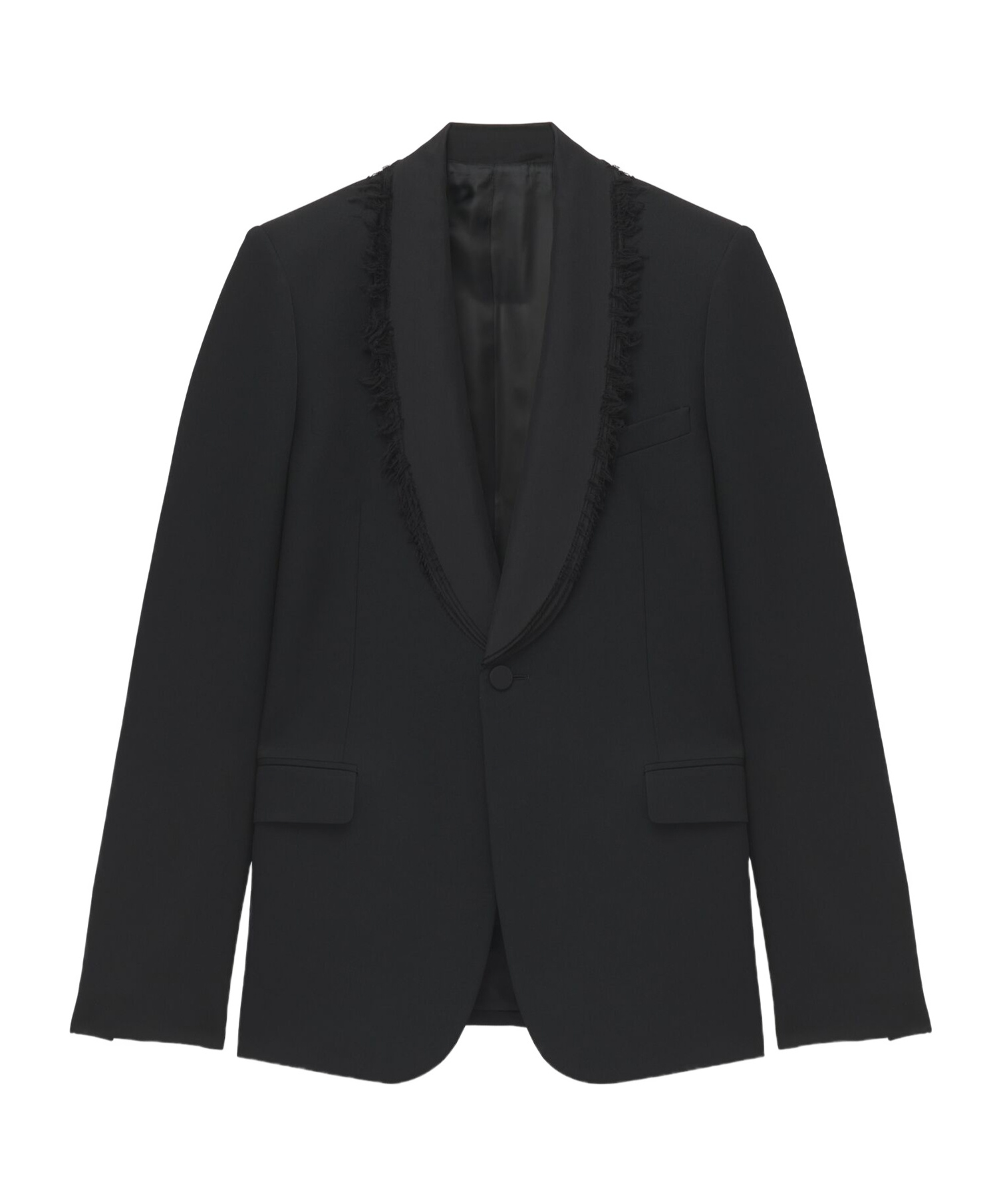 Alexander Mcqueen Men's Frayed Lapel Single-breasted Jacket In Black In Black