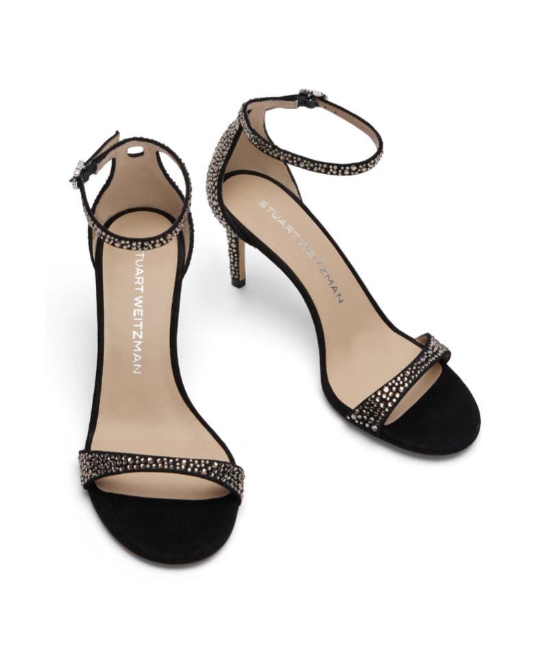 Stuart Weitzman 75mm Nudist Shine Sandals In Black