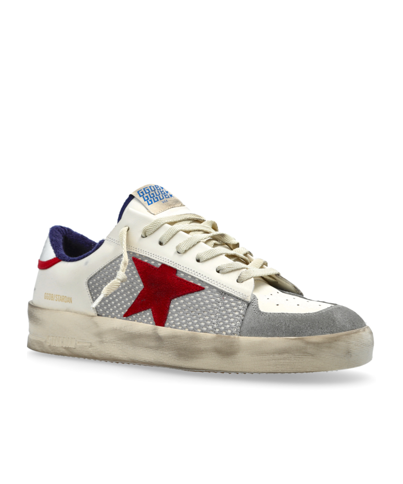 Golden Goose Stardan Leather And Net Upper Suede Toe And Star Laminated Heel Sneakers White