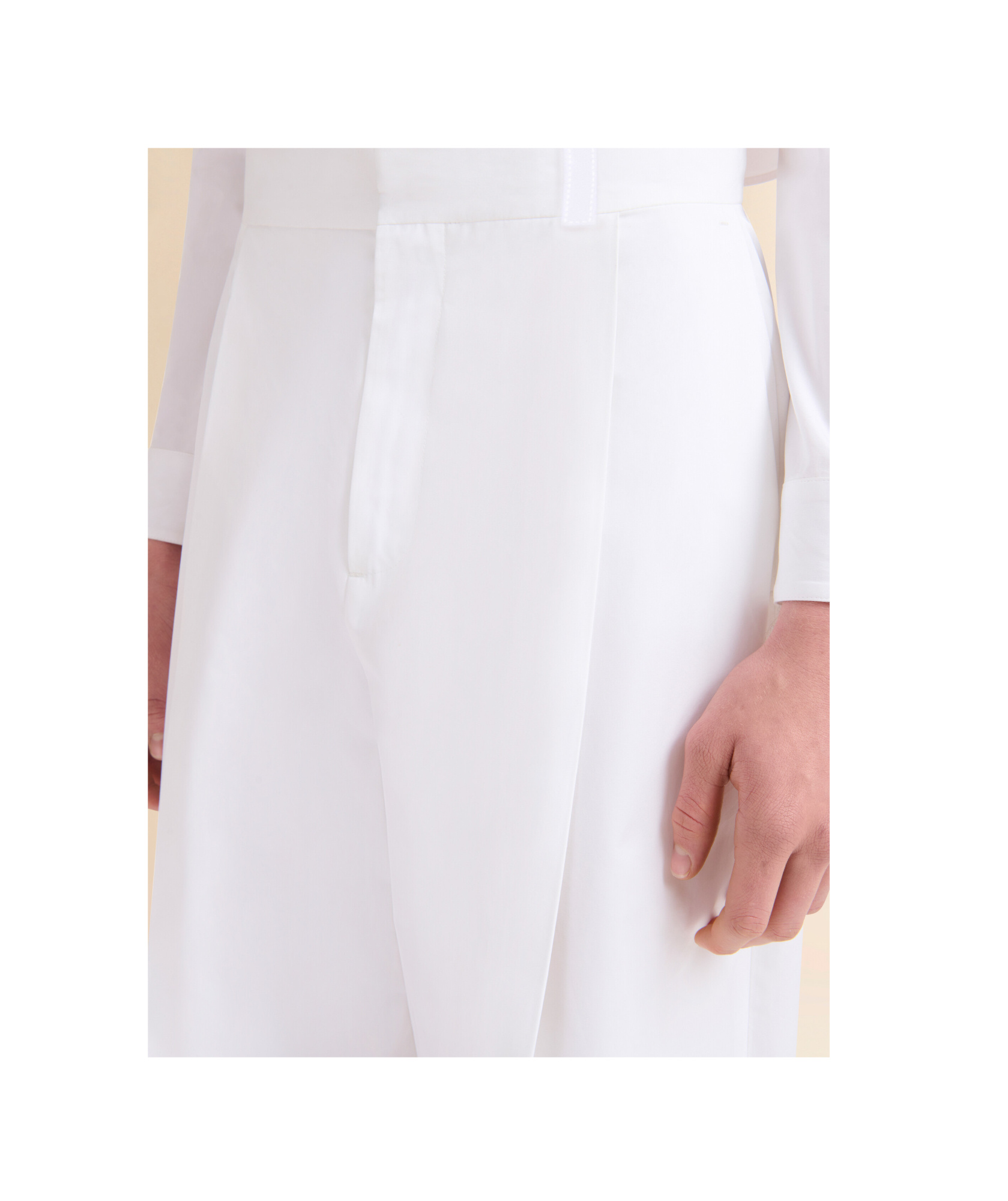 Marni White Poplin Trousers With Maxi Pleats In Lily White