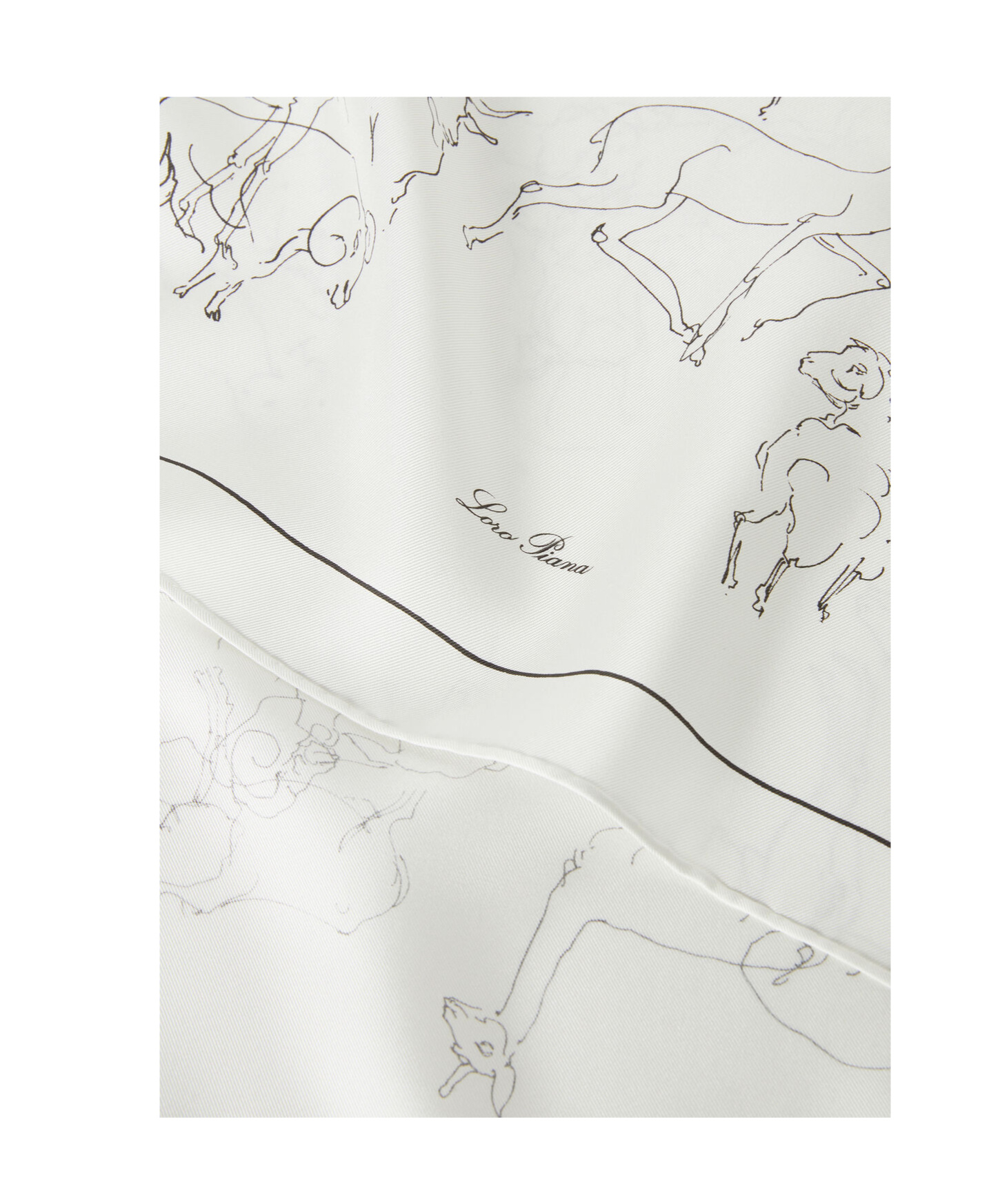 Loro Piana Square Silk Scarf In White/black