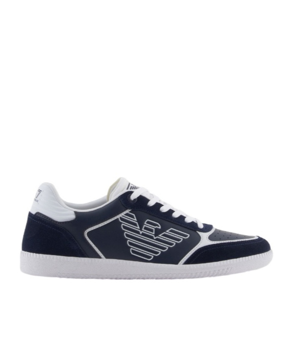 Ea7 Emporio Armani Logo Printed Low-top Sneakers In Black