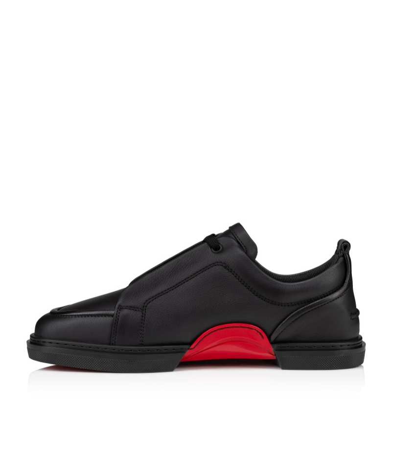 Christian Louboutin Jimmy Rubber-trimmed Leather Sneakers In Black