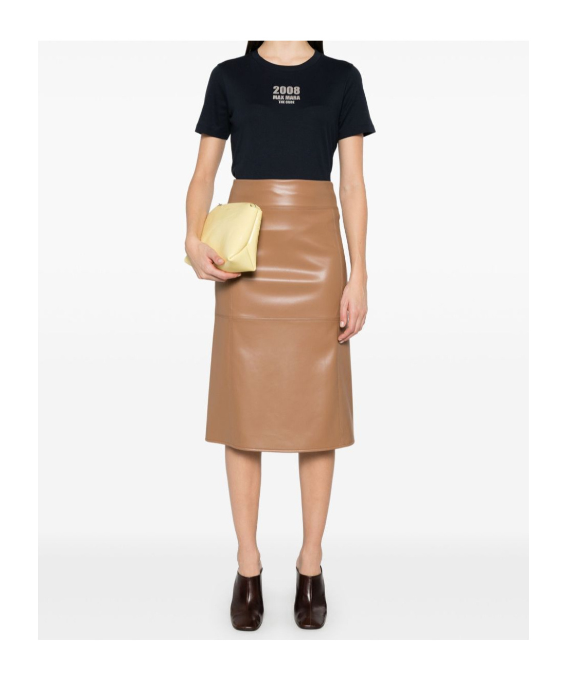 Max Mara Rebecca T-shirt In Blue Viscose Satin In Black