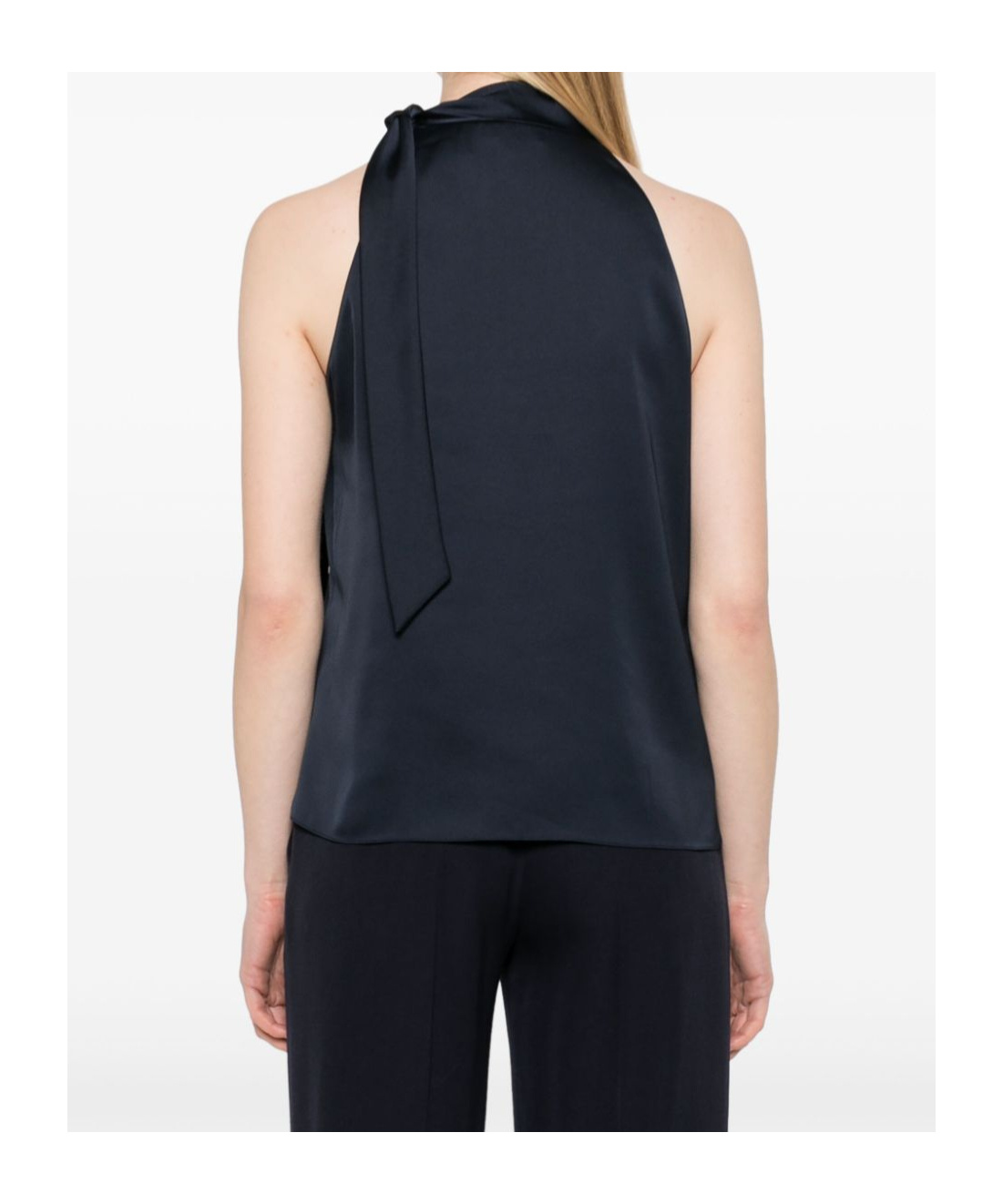 Theory Textured-satin Halter Top In Black