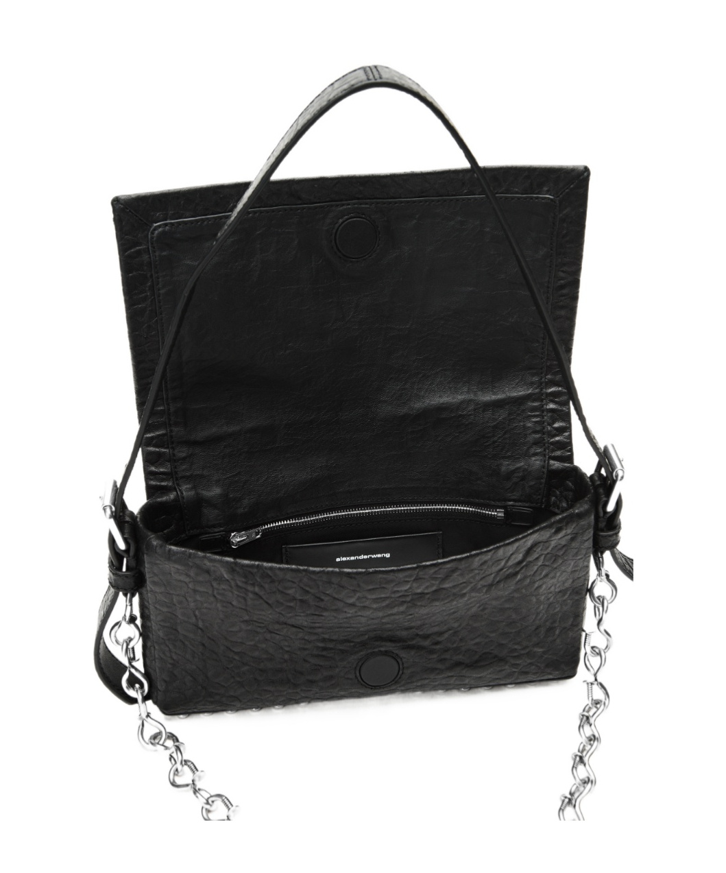 Alexander Wang Black Memory Leather Ricco Slim Flap Bag In Black