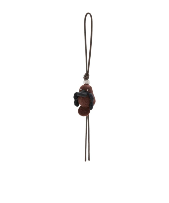 Loewe Leather-trimmed Wool Bag Charm In Brown
