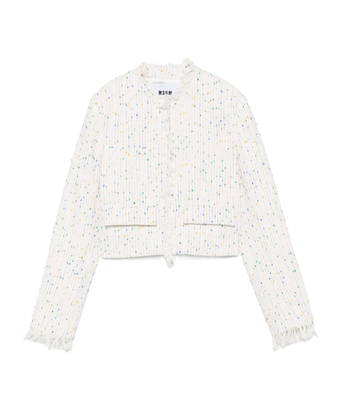 Msgm Frayed-edge Jacket In White